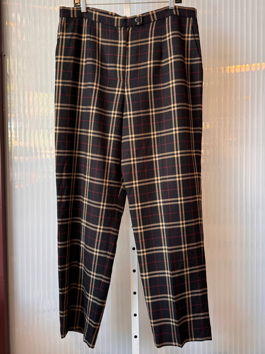 2000s Black Beige & Red Plaid Pants