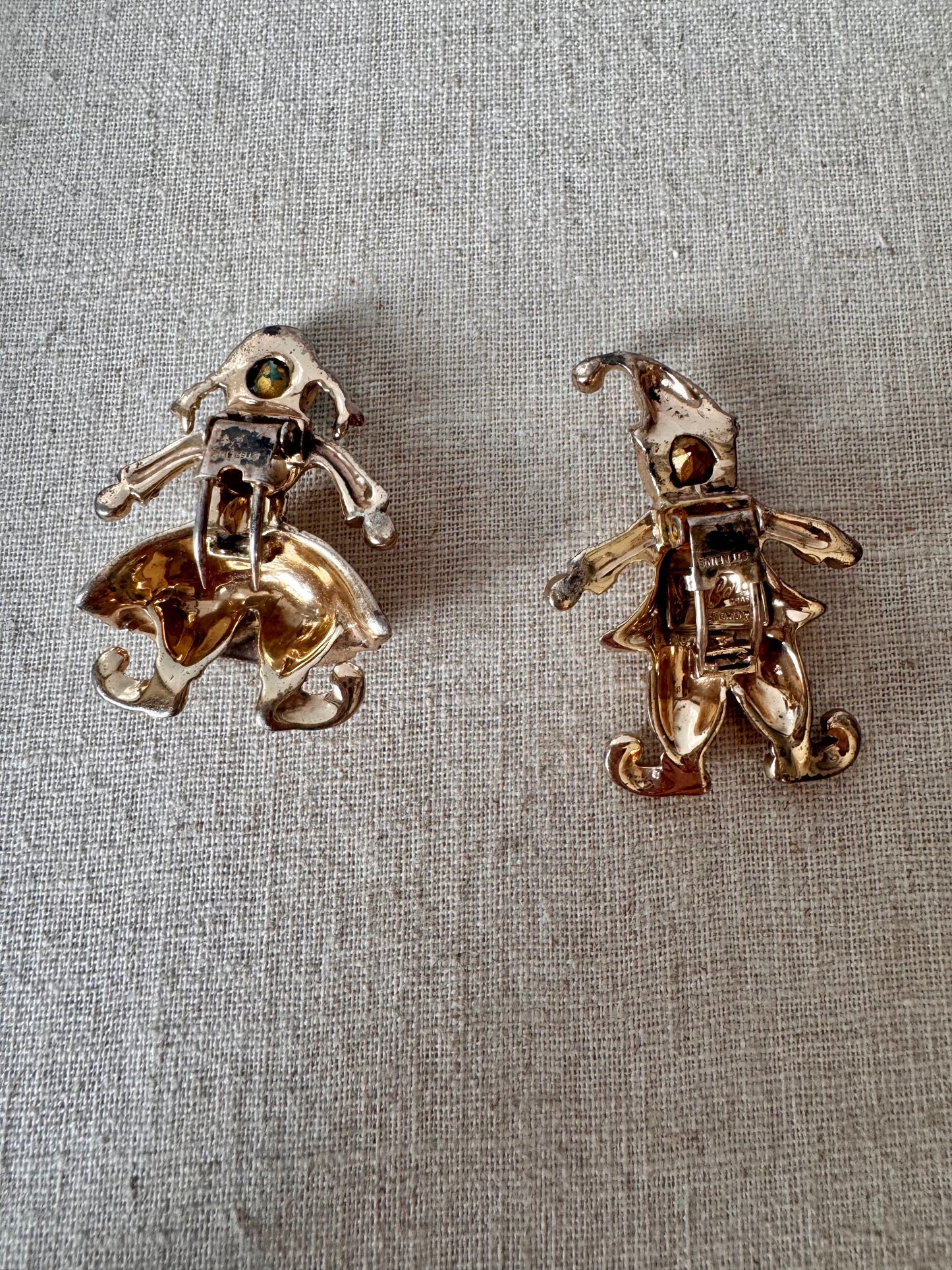 1947 Corocraft Sterling Dutch Couple Fur Clips and Brooch