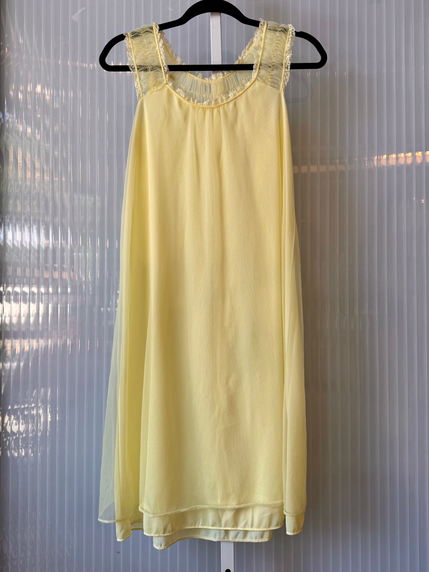 1960s Smocked Yellow Babydoll Nightgown