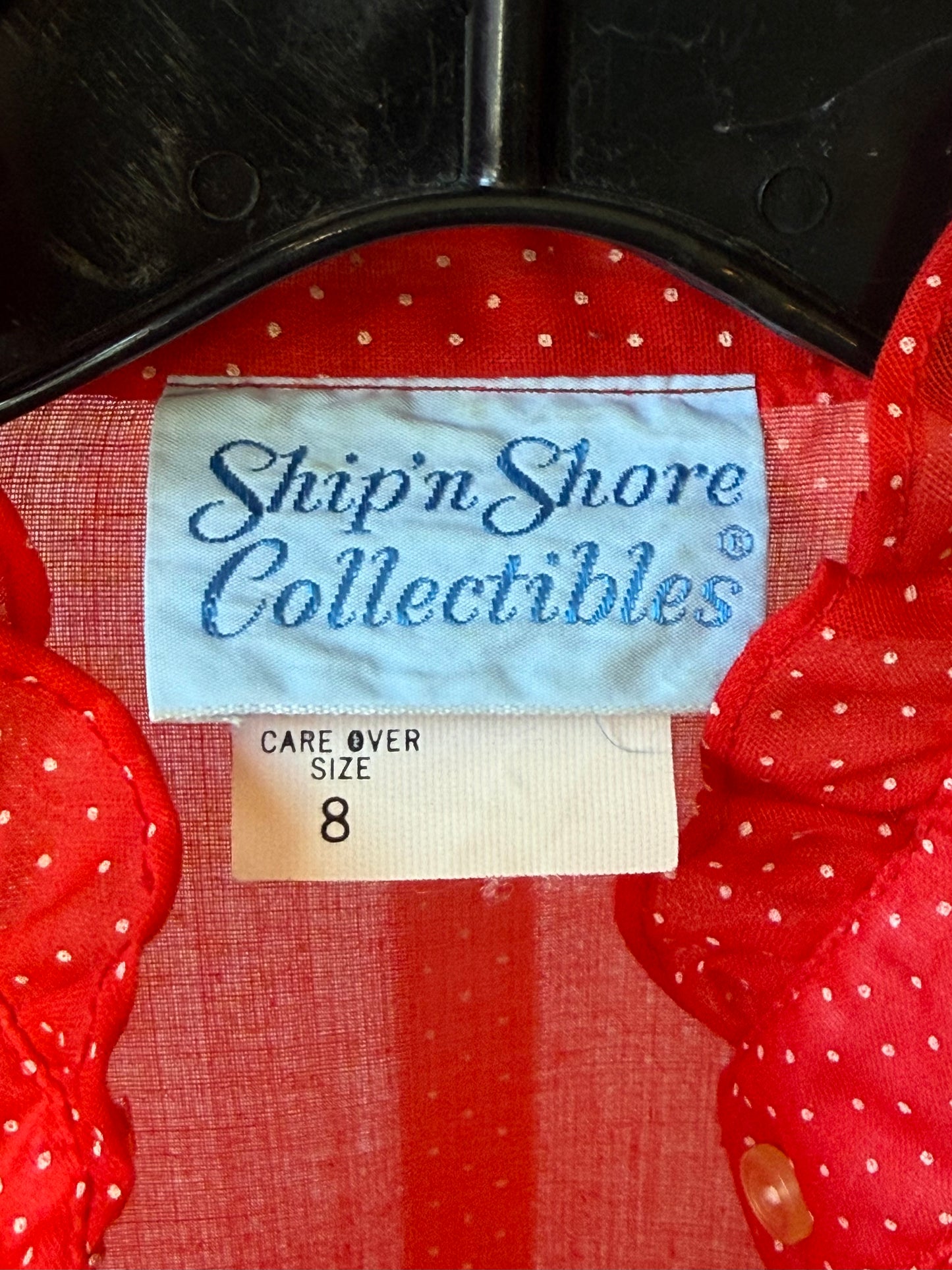 1970s Red Button-Up Frilly Blouse w/ White Polka Dots