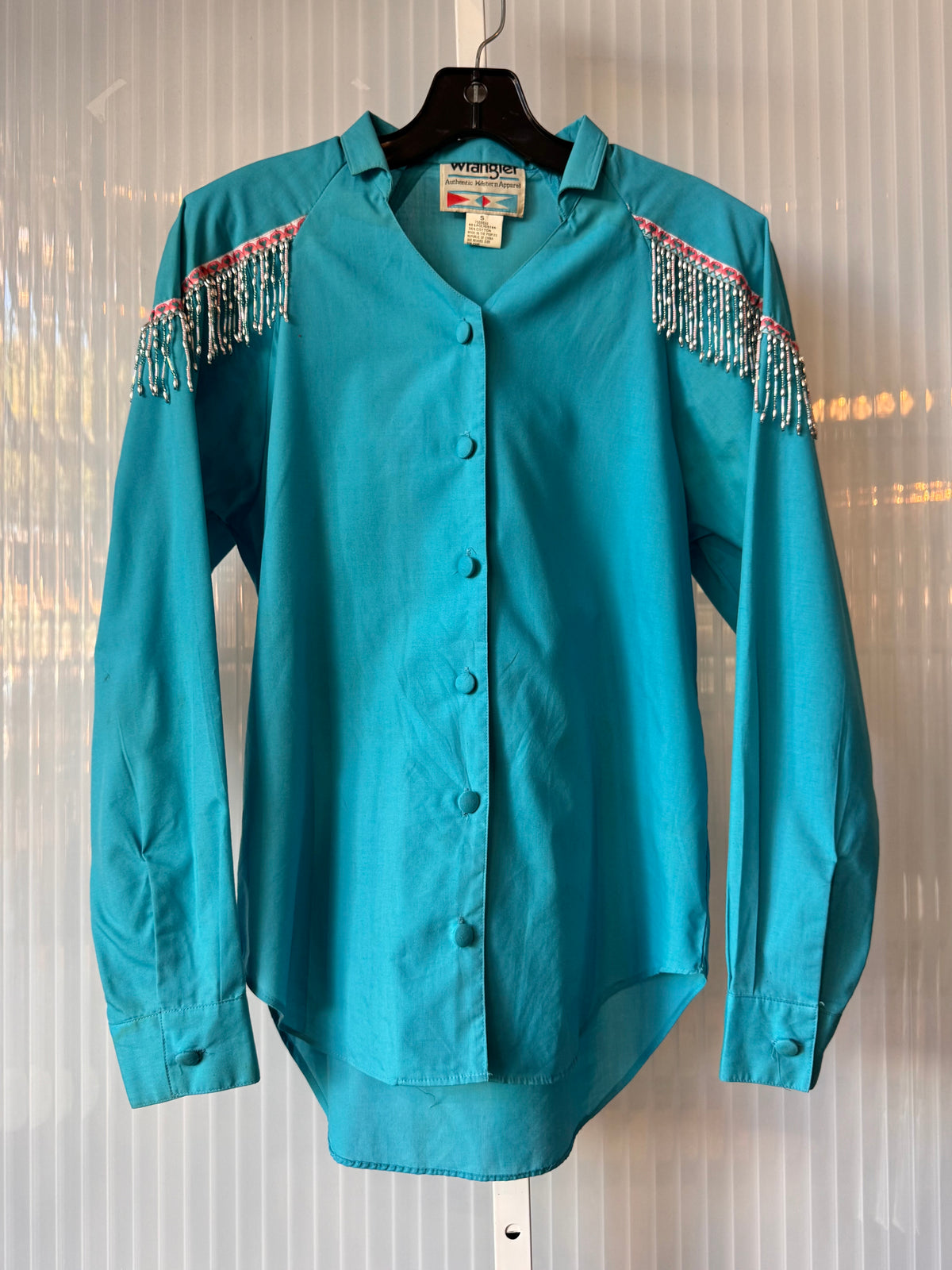 1990s Wrangler Blue Western Button-Up Shirt
