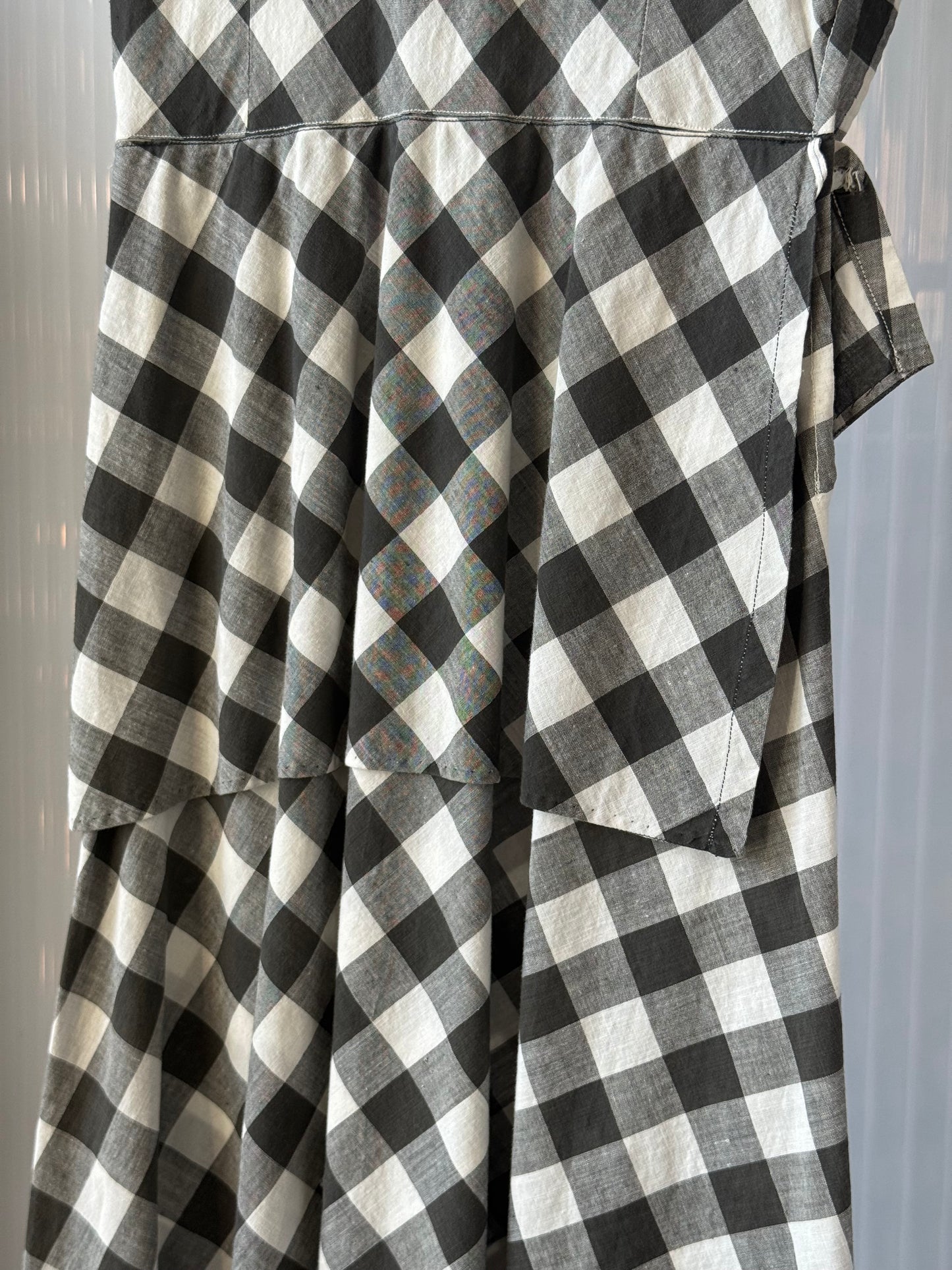 1970s Black & White Gingham Dress