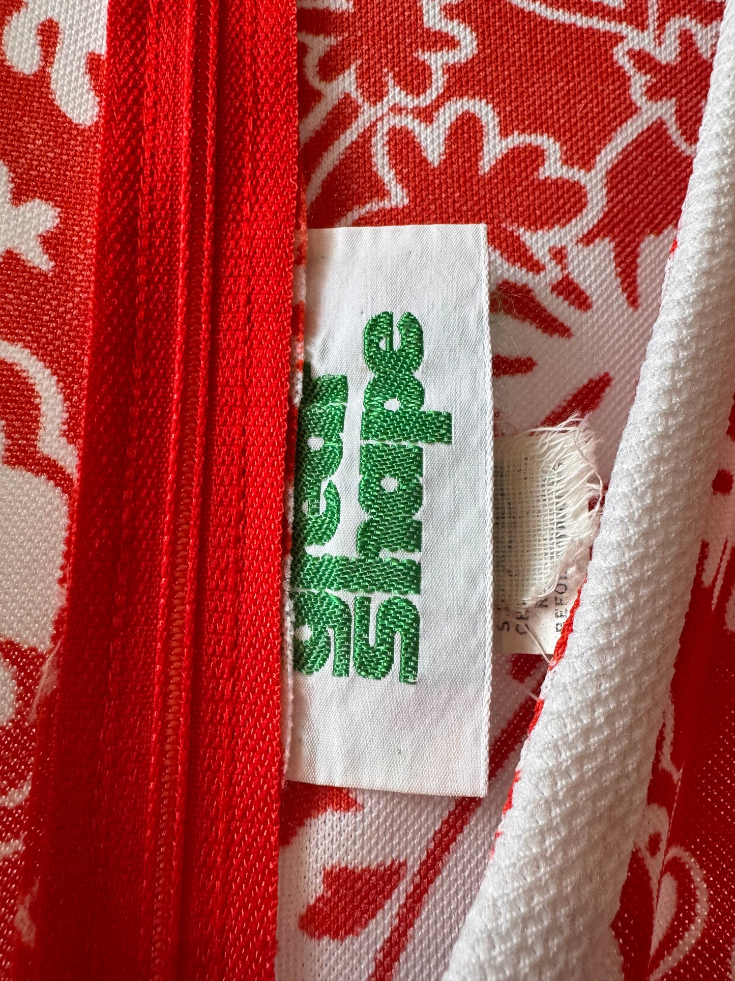 1970s Red & White Paisley Pattern Jumpsuit