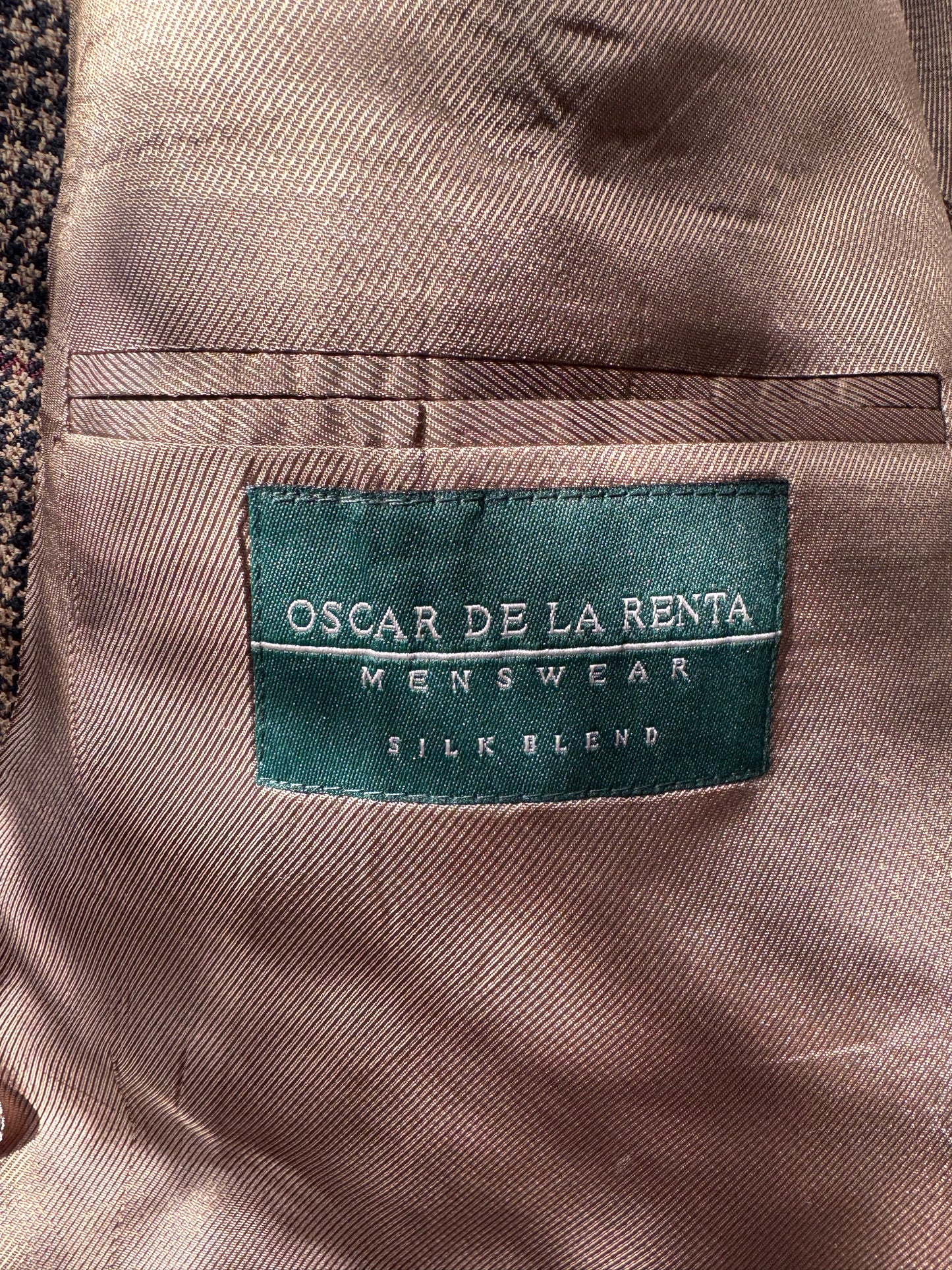 1980s Oscar de la Renta Brown Houndstooth Suit Jacket