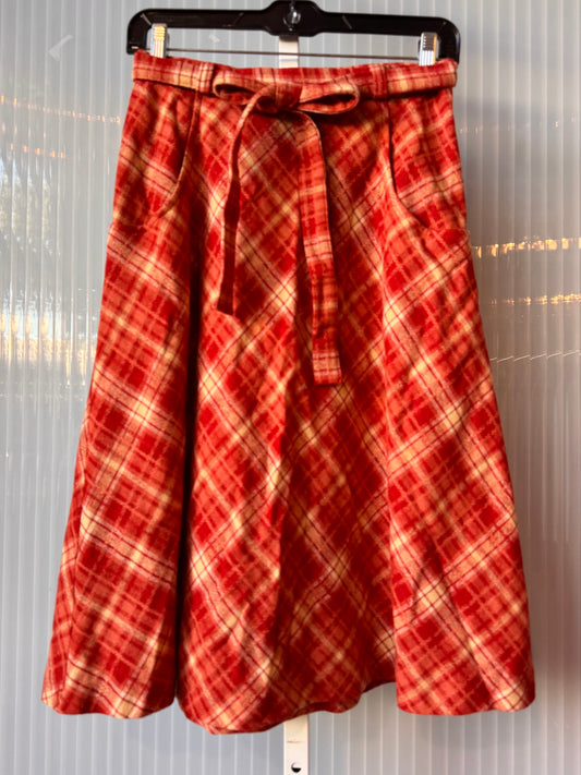 1970s Orange Wool Wrap Skirt