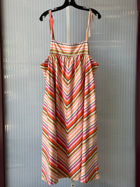 1970s Multicolor Striped Sleeveless Sun Dress