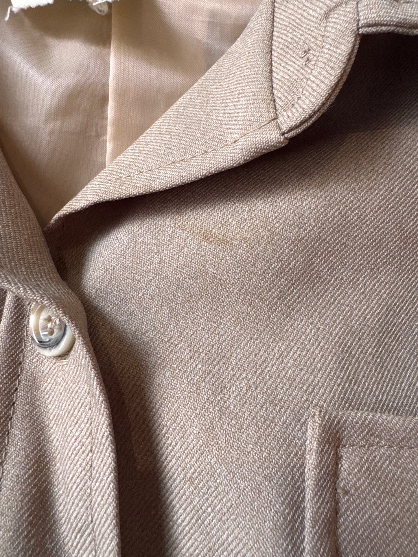 1970s Beige Point-Collar Shacket