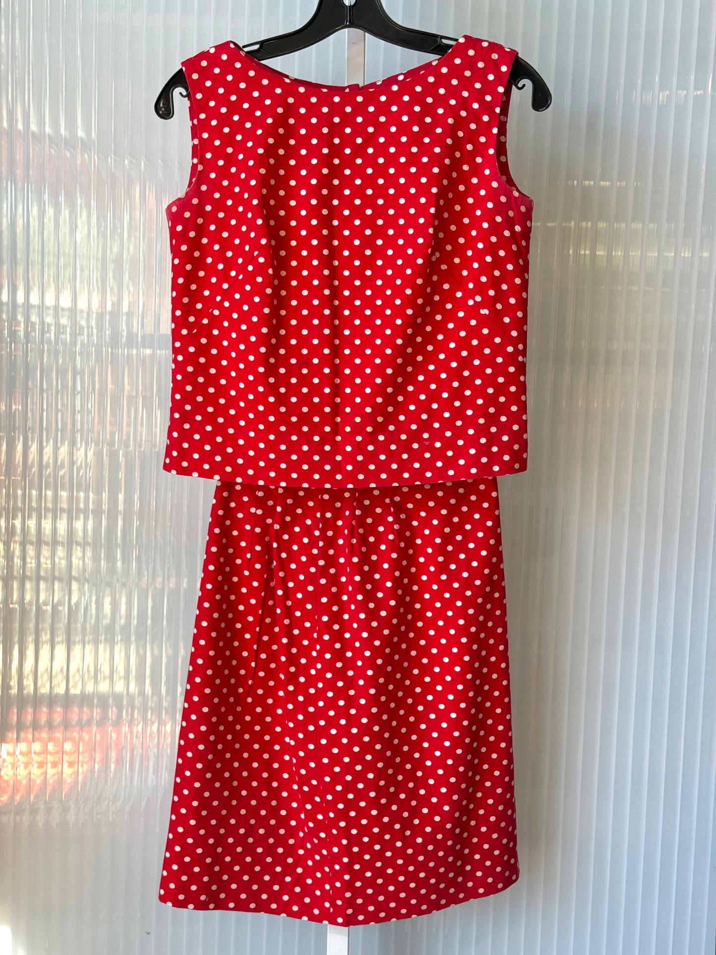 1970s Red Tank & Skirt Set w/ White Polka Dots