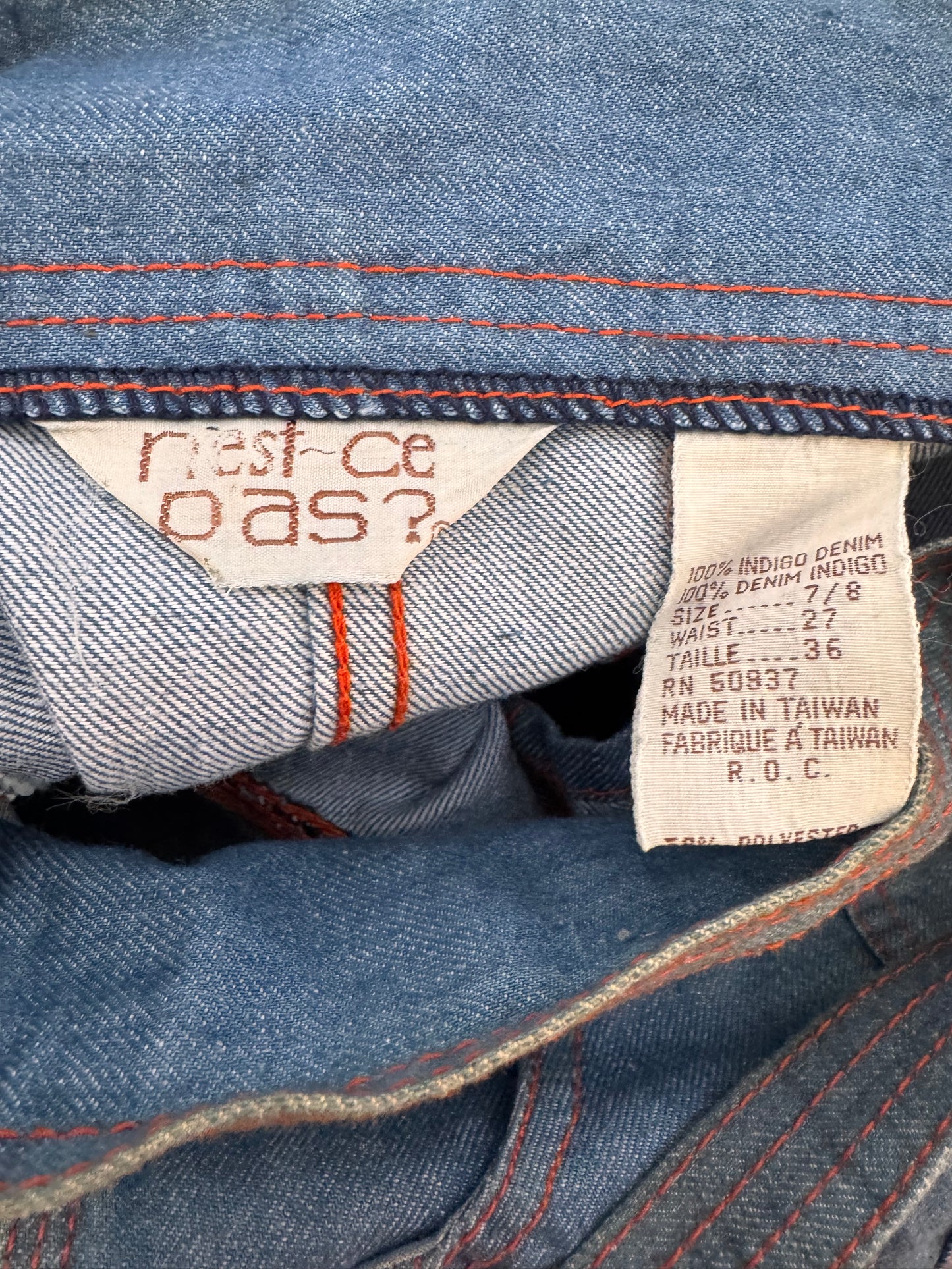 1970s High-Waisted Denim Shorts w/ Contrast Stitching