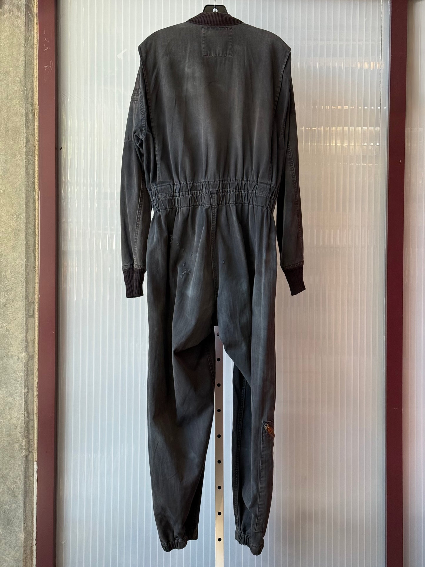 1980s Black Distressed Double Full Zip Flight Suit