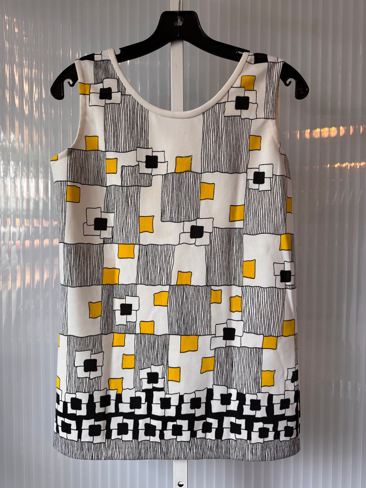 1970s White Black & Yellow Tank Top