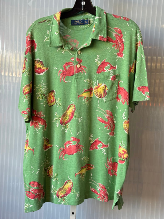 2000s Polo Hawaiian Pink & Green Collared Shirt