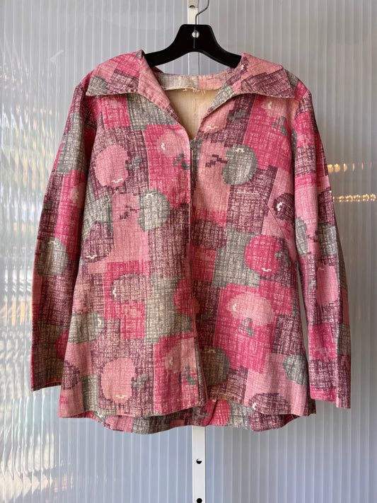 1970s Pixelated Cherry Print Canvas Jacket