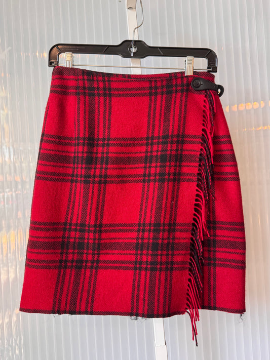 1990s Red & Black Plaid Wool-Blend Kilt Skirt