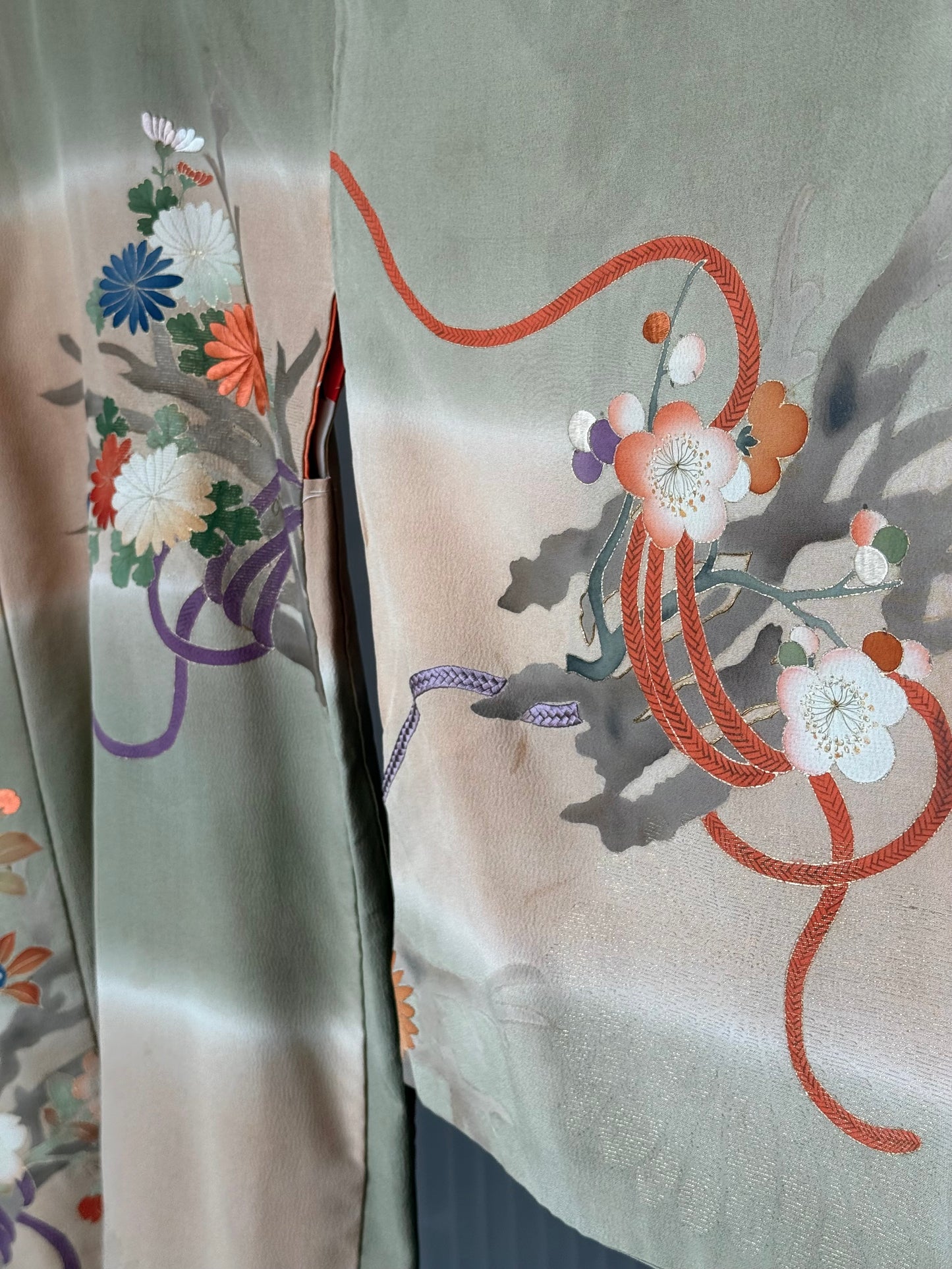 Sage & Pink Haori w/ Bright Orange Accents
