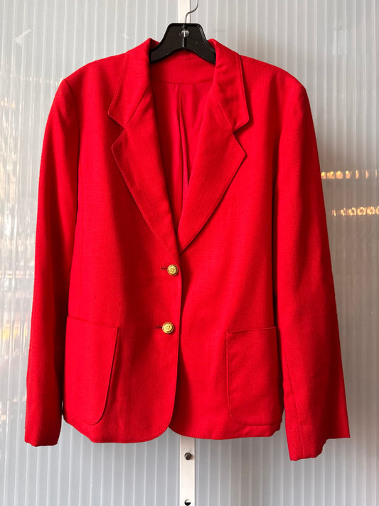 1980s Red Blazer Jacket with Gold Buttons