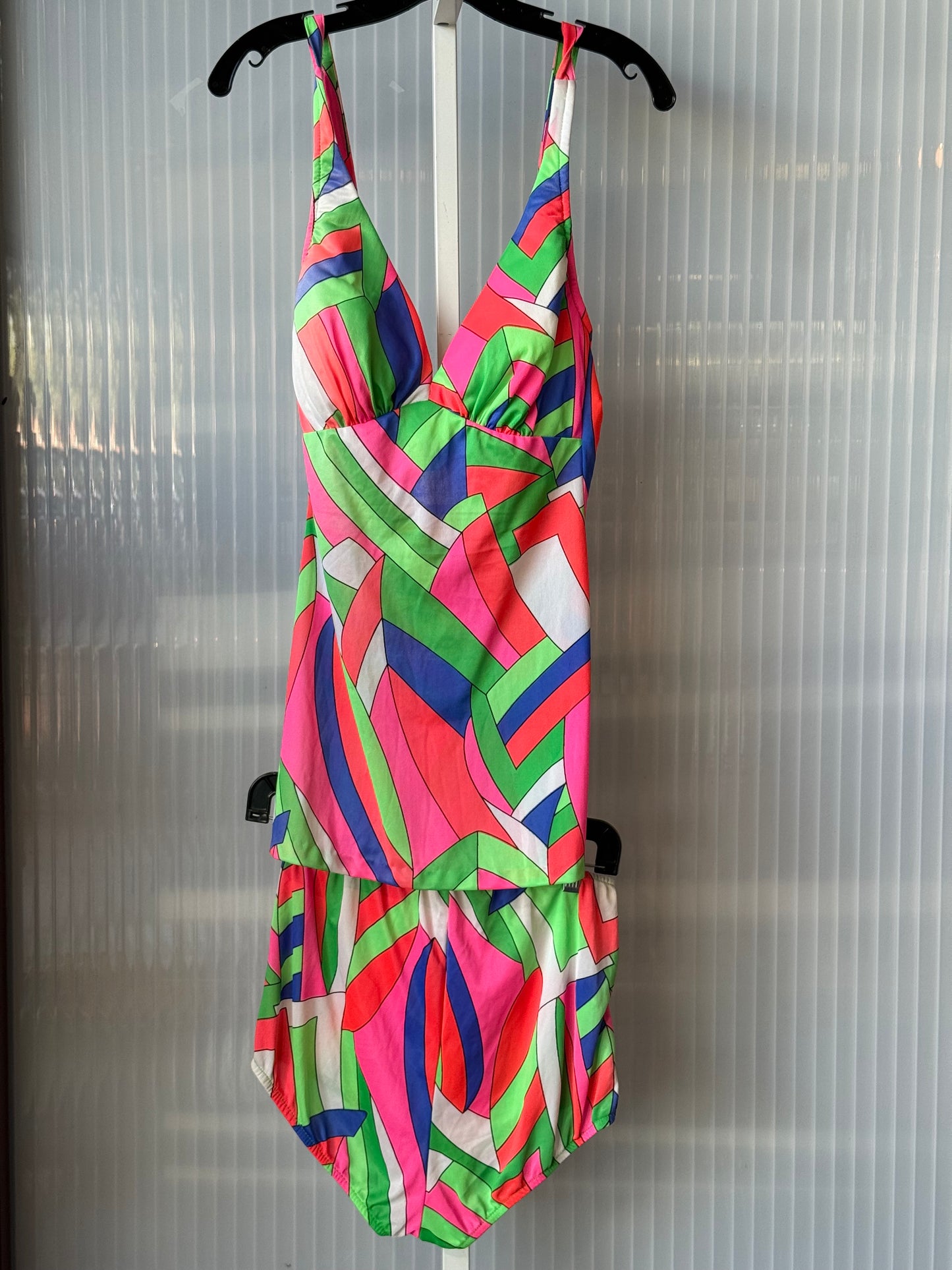 1970s Sears Neon Geometric 2-Piece Swimsuit Set