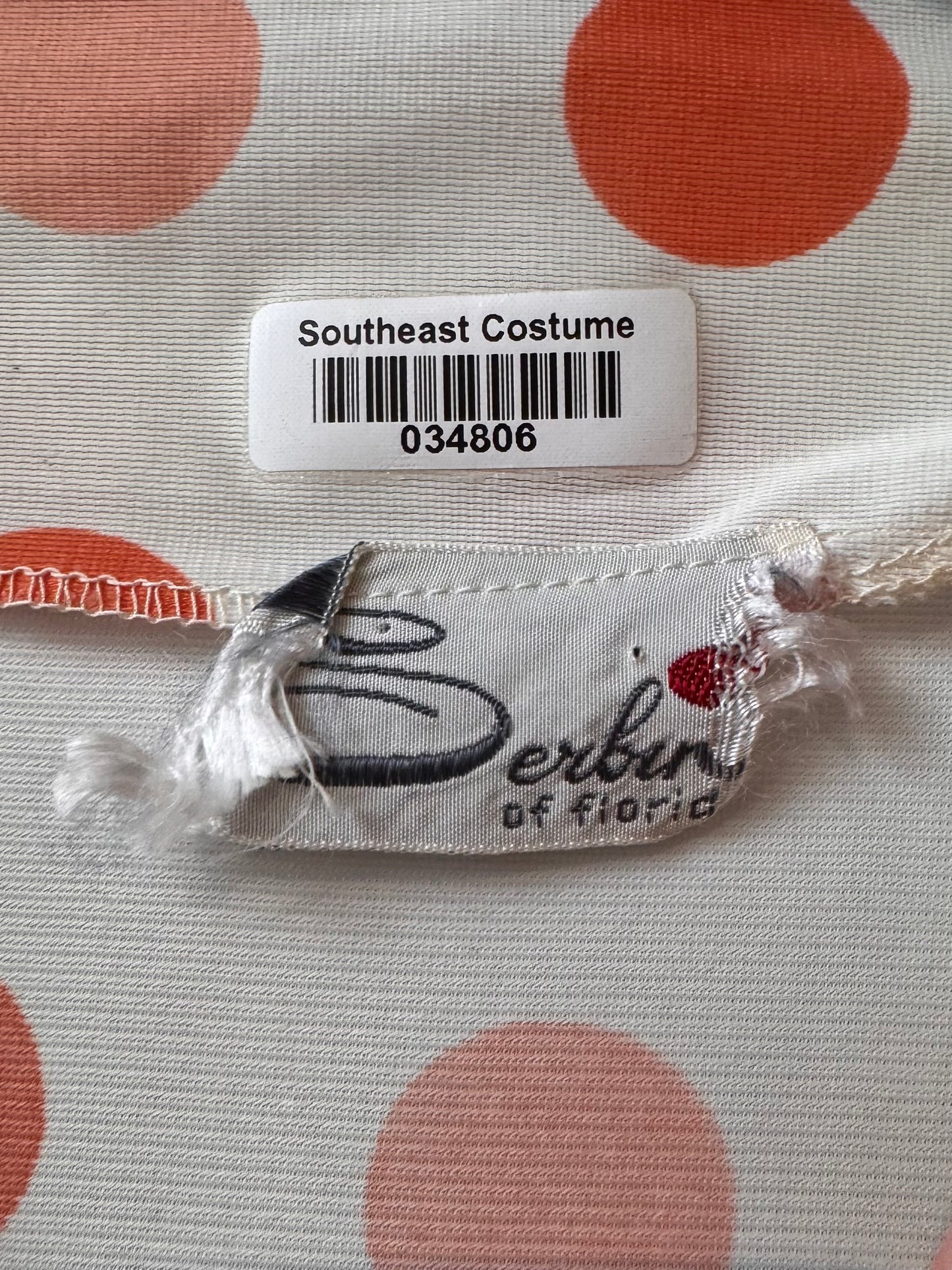 1950s / 60s White & Orange Polka Dot Shirtwaist Dress