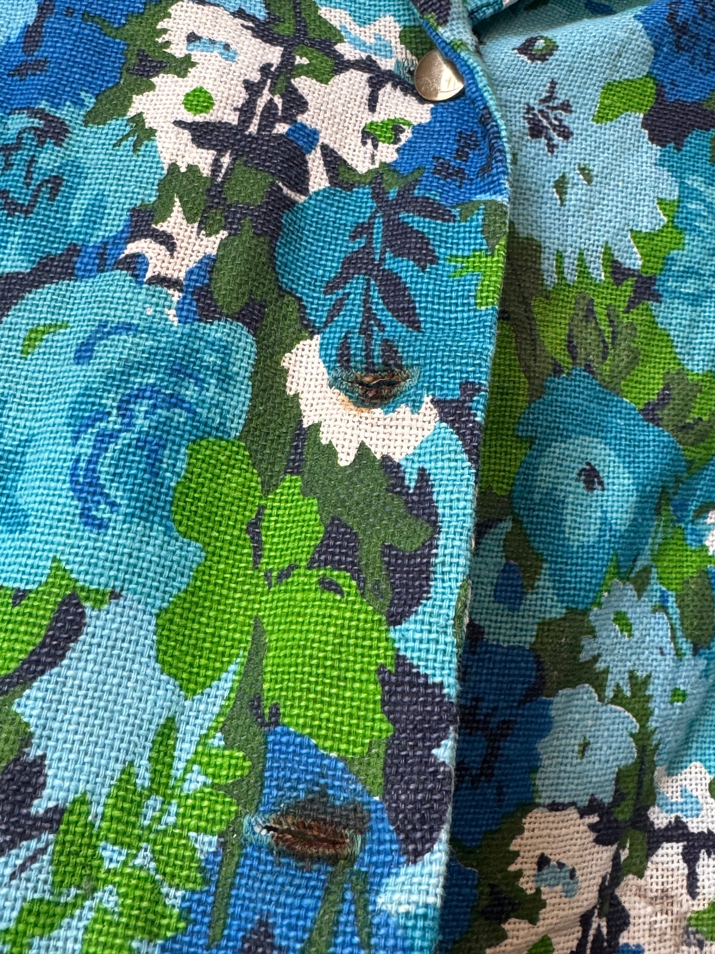1960s Blue Floral Blazer & Pencil Skirt Set