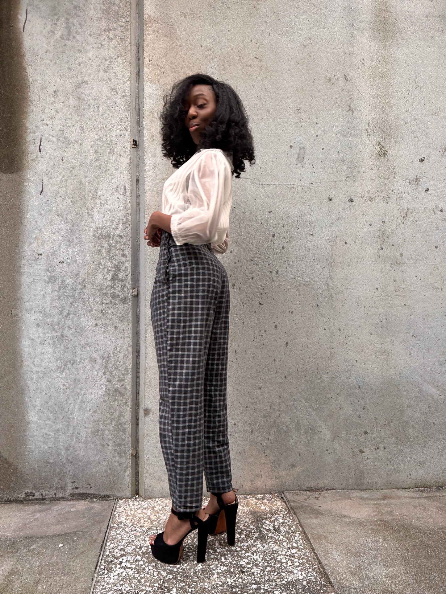 1950s White Sheer 3/4-Sleeve Pintuck Blouse