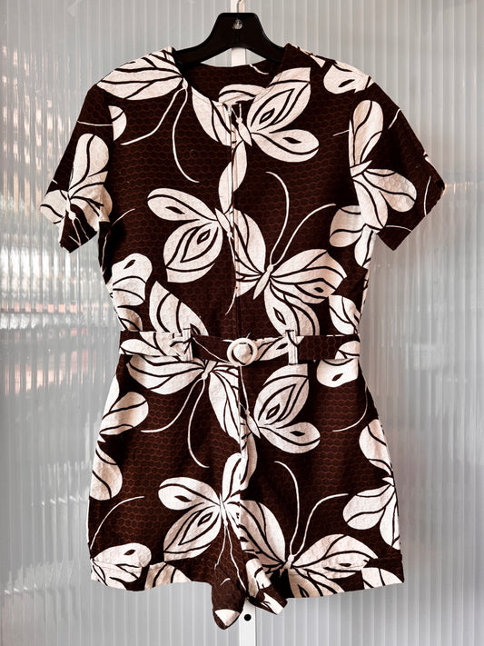 1960s Brown & White Butterfly Romper