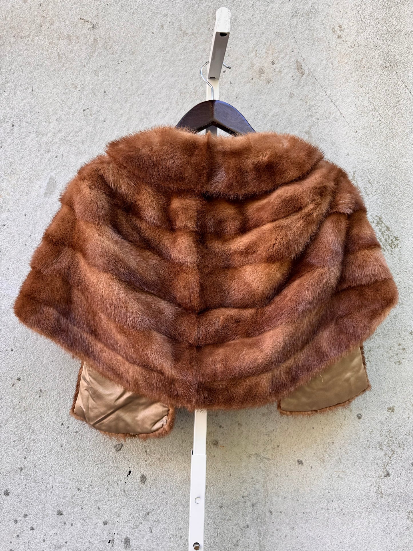Mink Fur Stole with Collar & Pockets