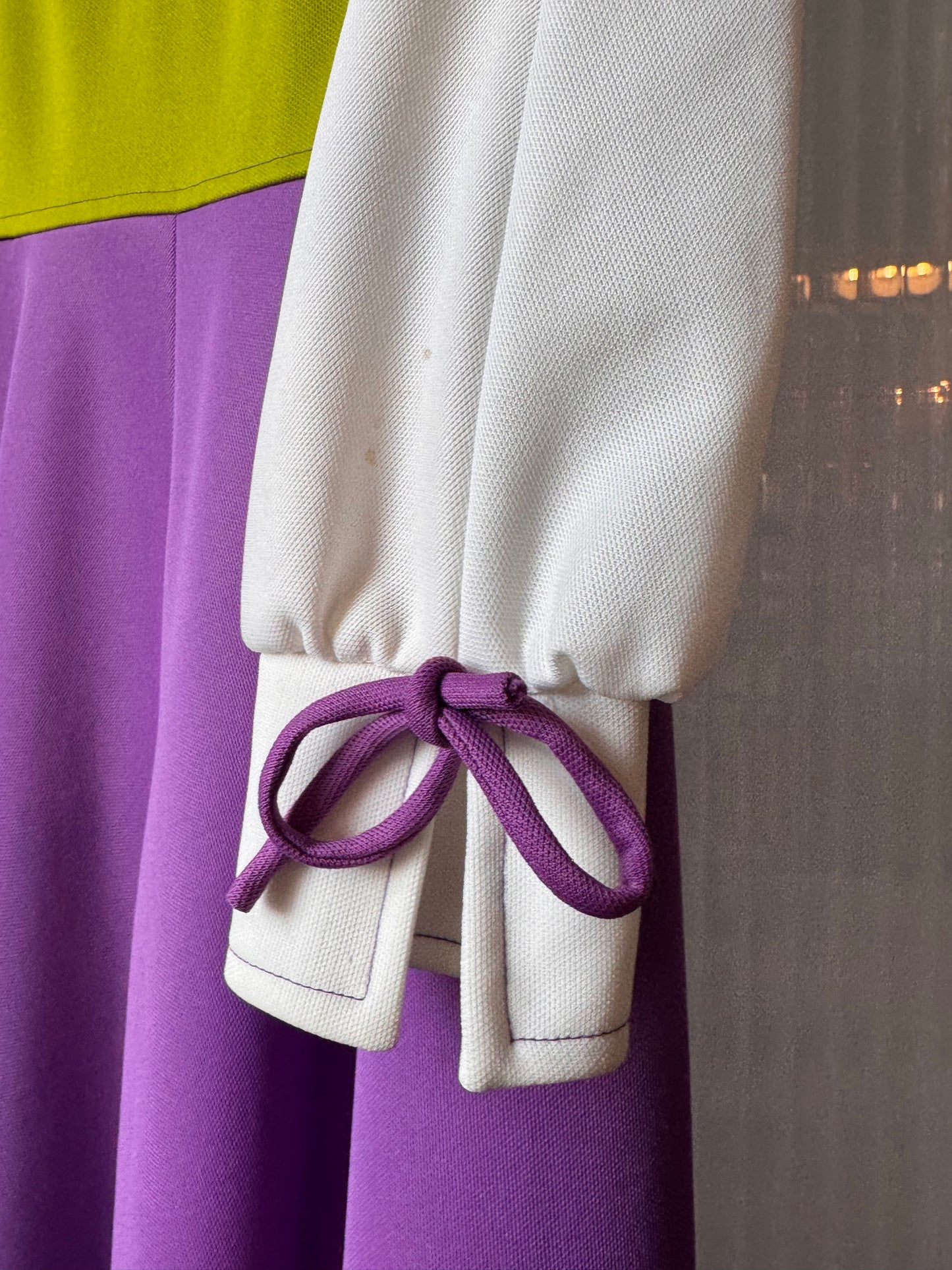 1970s Purple Green & White Dress