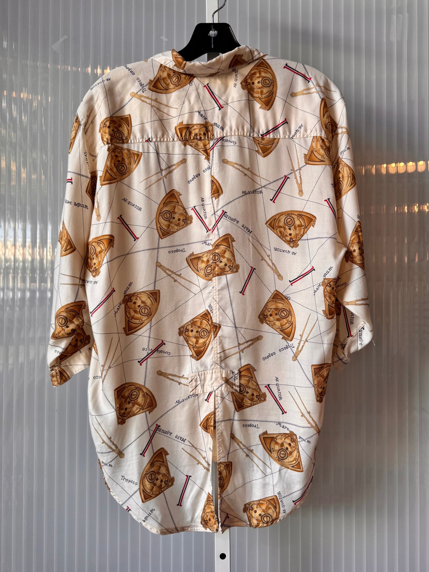 1990s Compass Print Button-up Blouse
