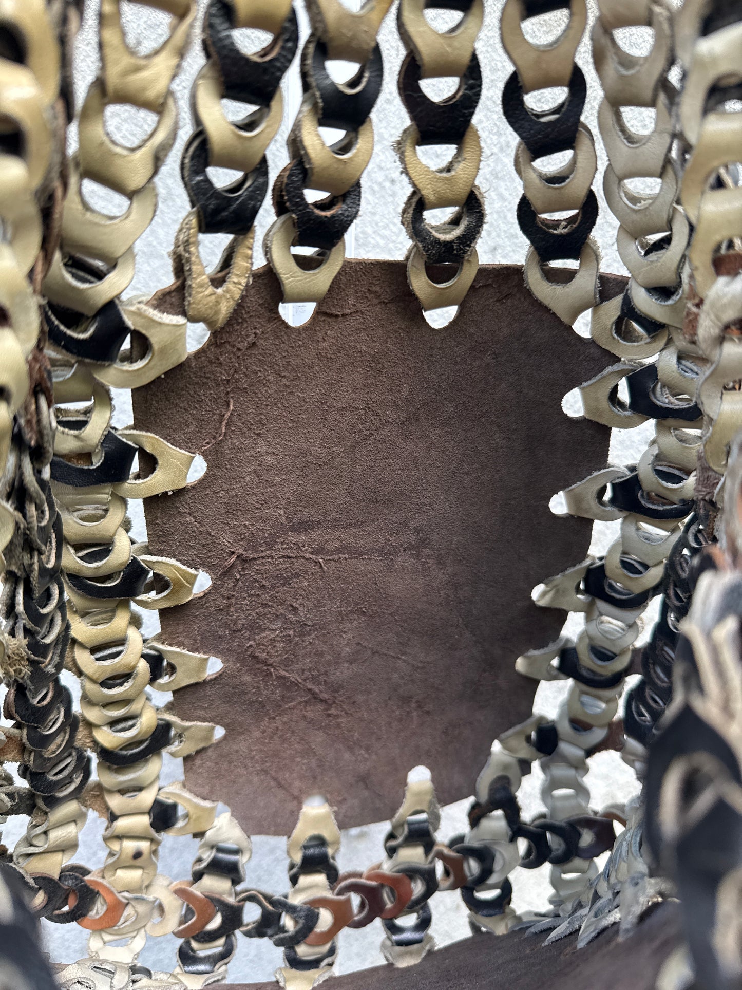 Beige Brown and Black Leather Interlocked Purse
