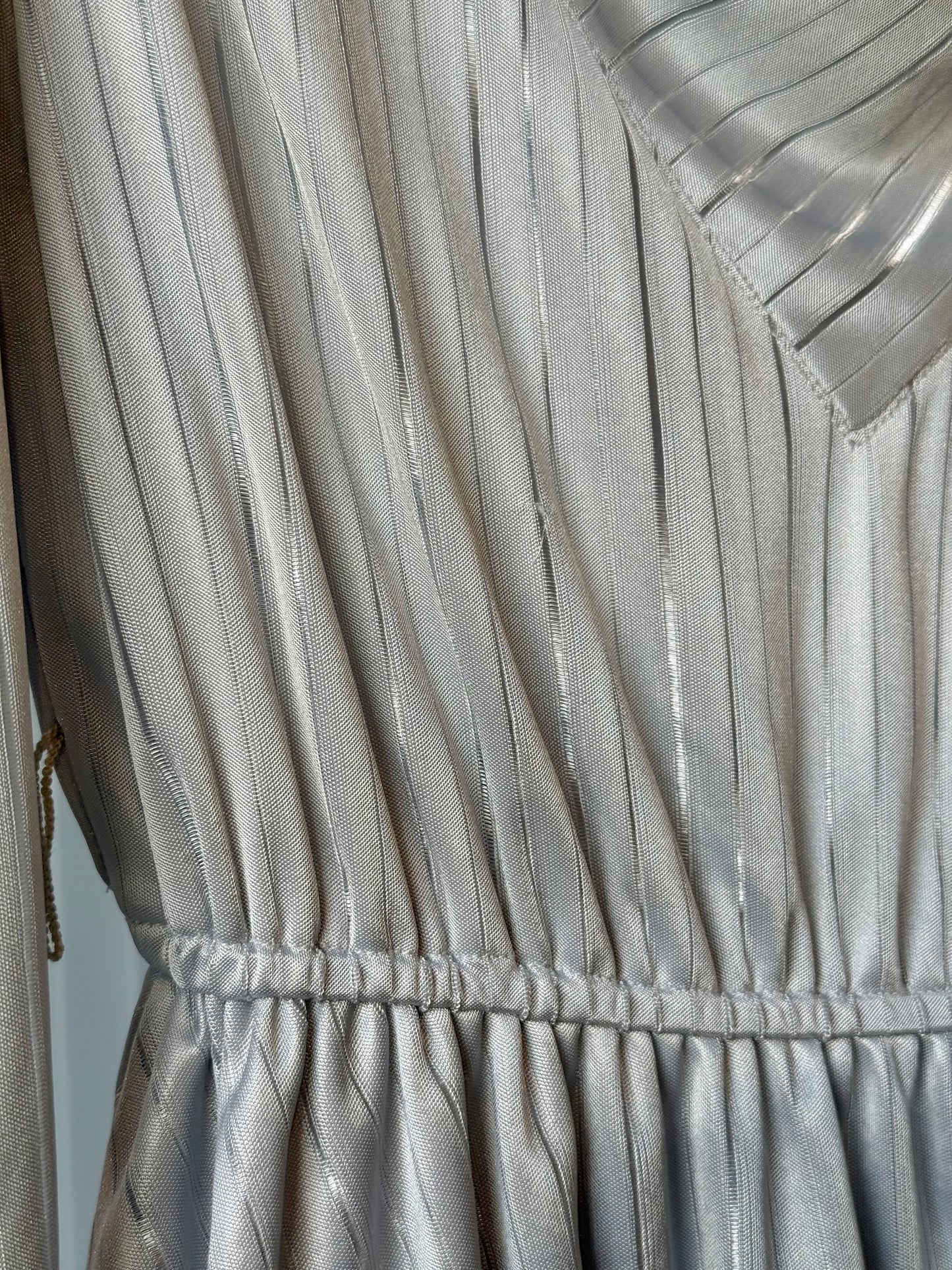 1970s Blue Striped Dress with Peplum