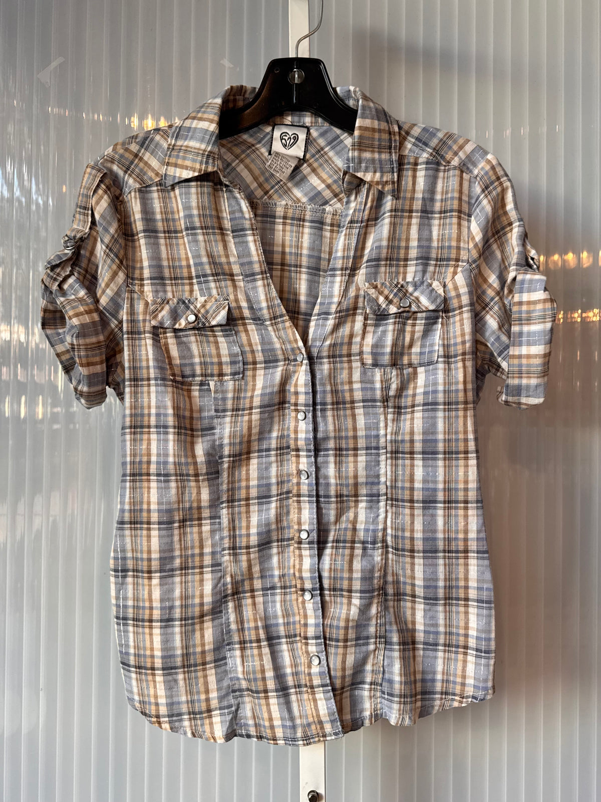 Y2K Blue Plaid Pearl-Snap Shirt
