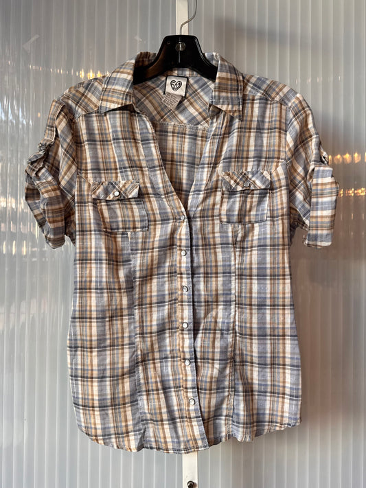 Y2K Blue Plaid Pearl-Snap Shirt
