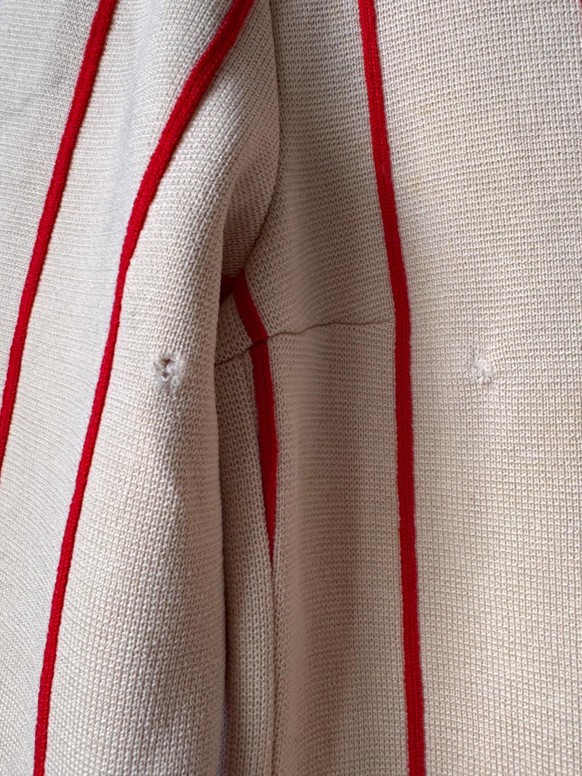1960s Red-Pinstripe Cream Dress Coat