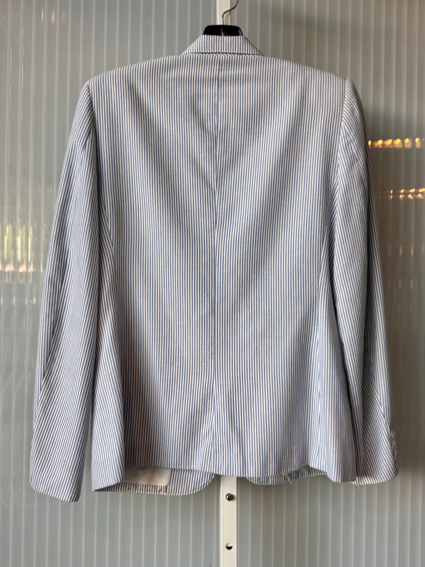 1980s White & Blue Pinstripe Skirt & Blazer Set
