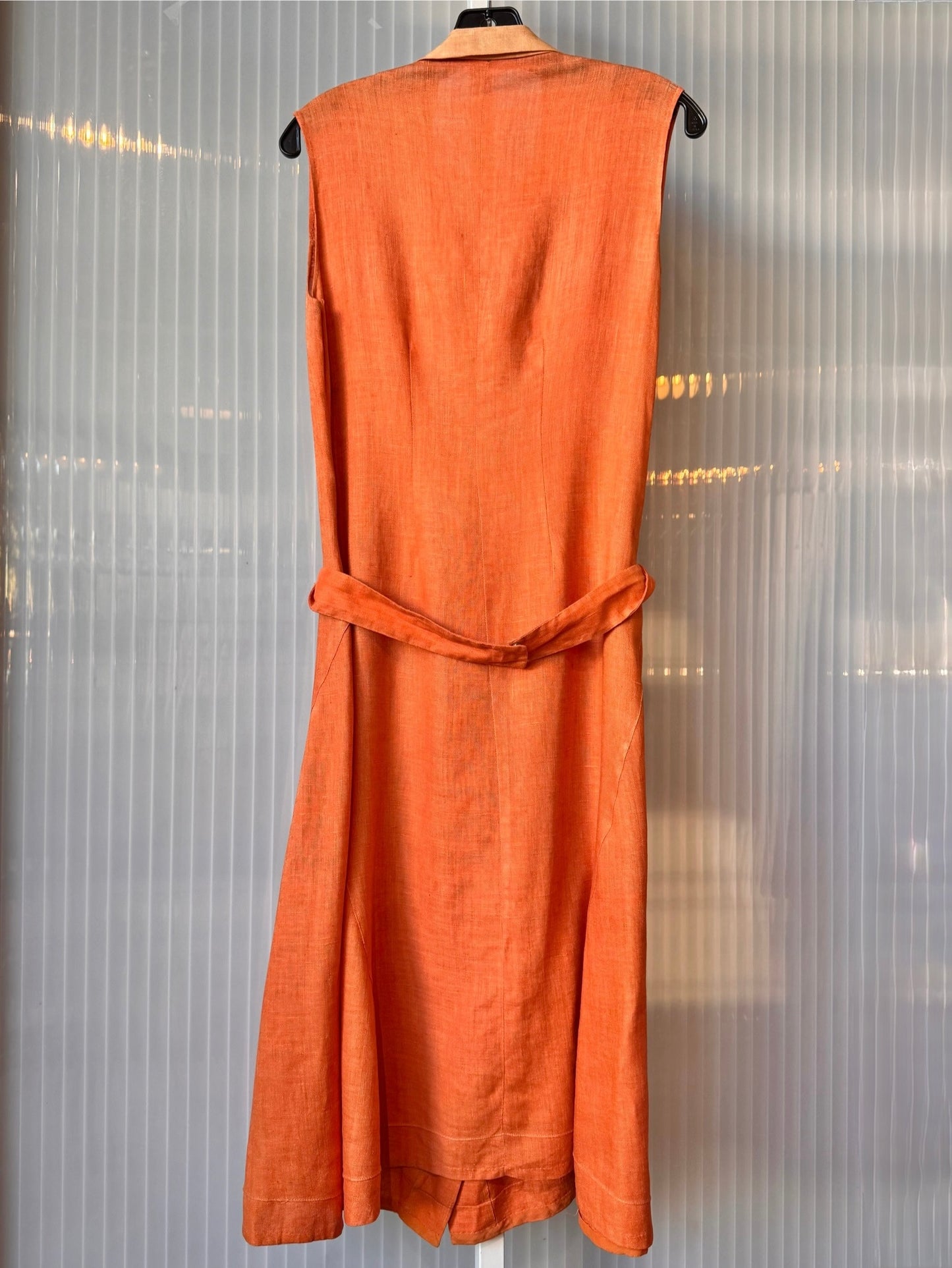 1940s Orange Sleeveless Flare Dress