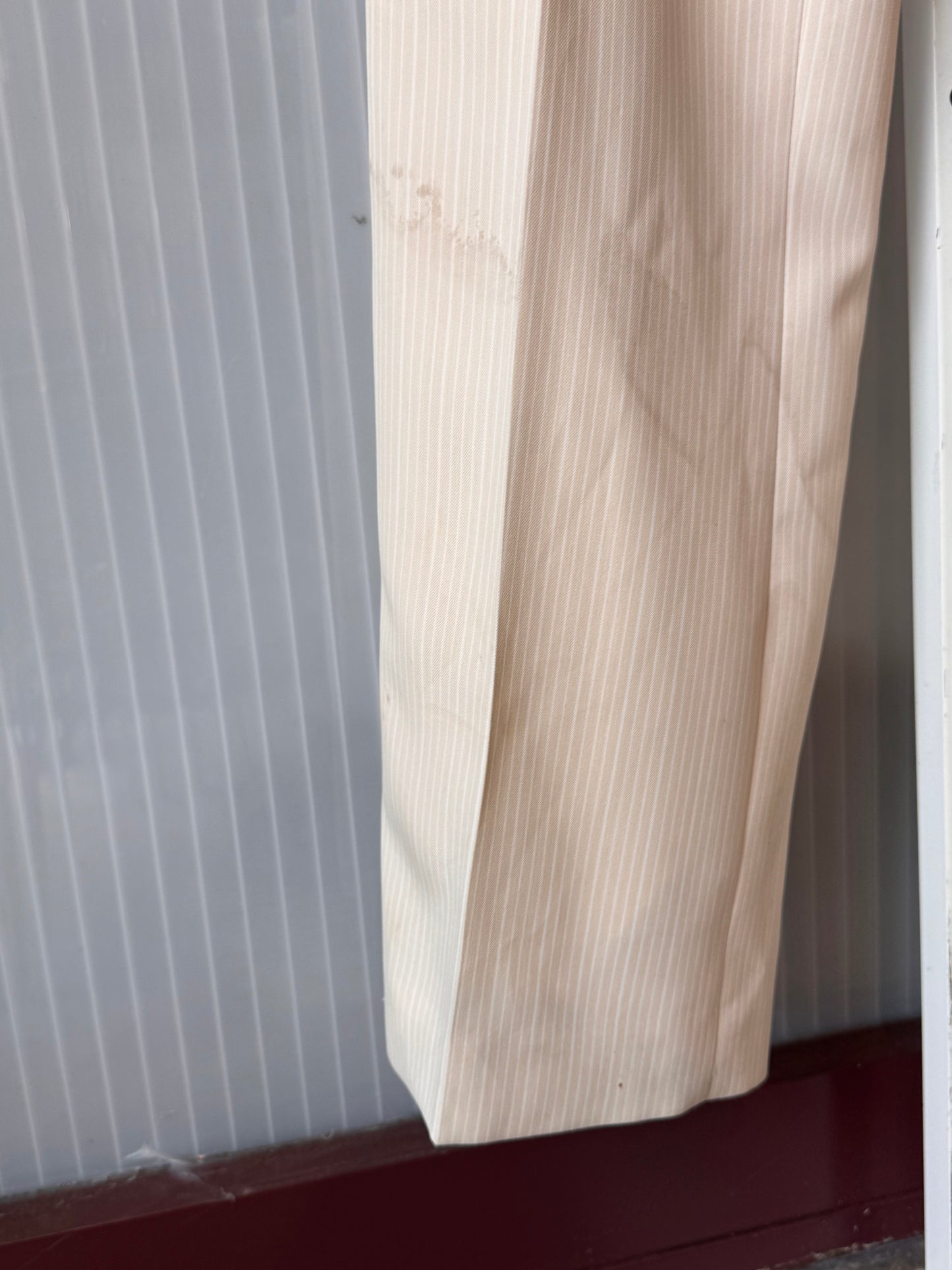 1970s Cream & White Pinstripe Jumpsuit & Blazer Set