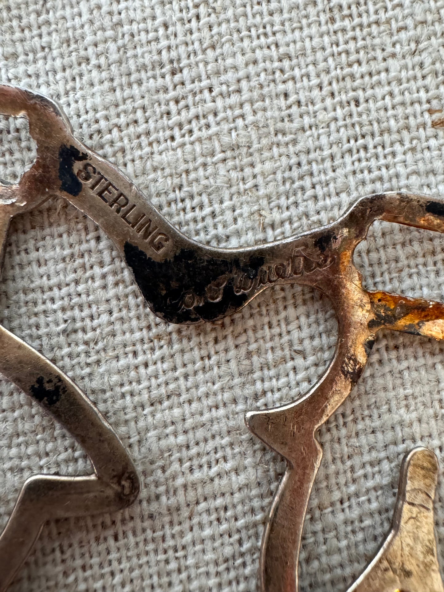 1947 Corocraft Sterling Dutch Couple Fur Clips and Brooch