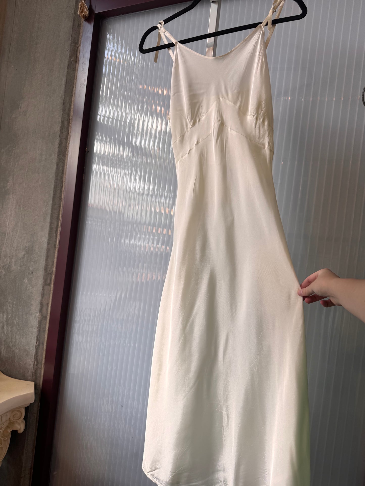 1930s Off-White Long Slip Dress