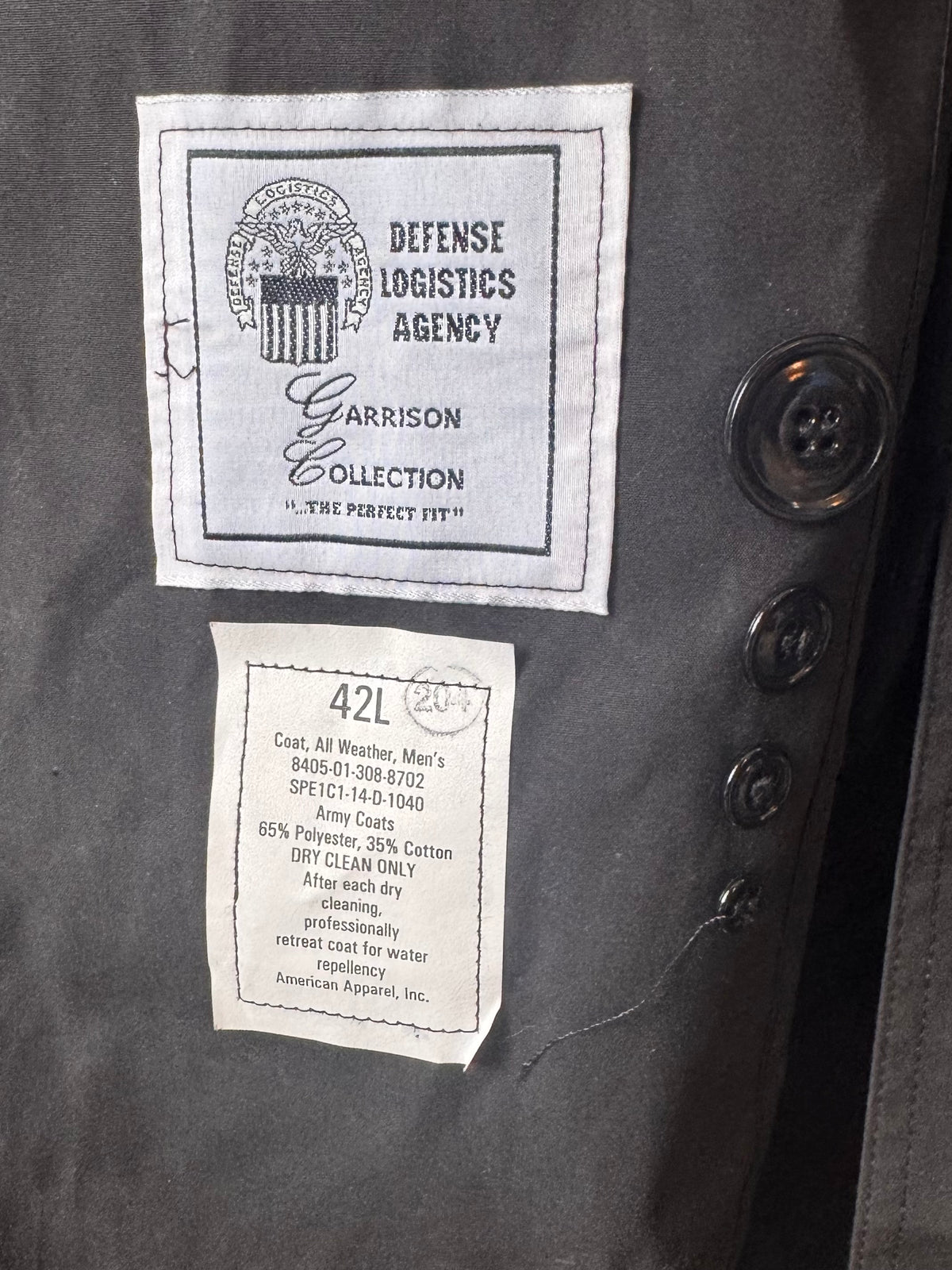 2014 Deadstock Defense Logistics Agency Black Trench Coat