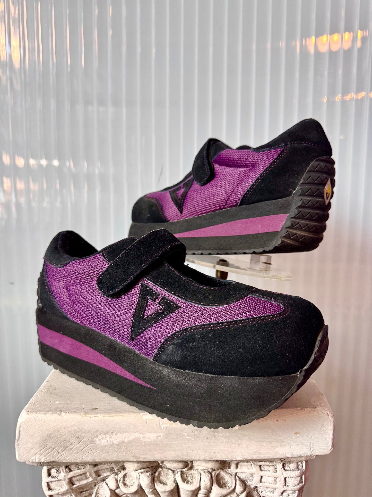 Y2K Volatile Dedication Black & Purple Platform Sneakers