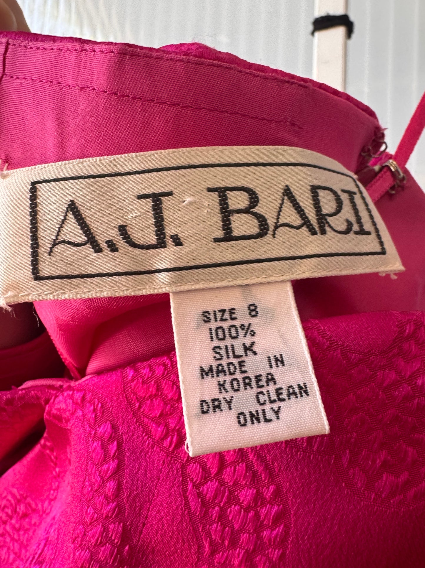 Y2K Hot Pink Brocade Strapless Formal Dress