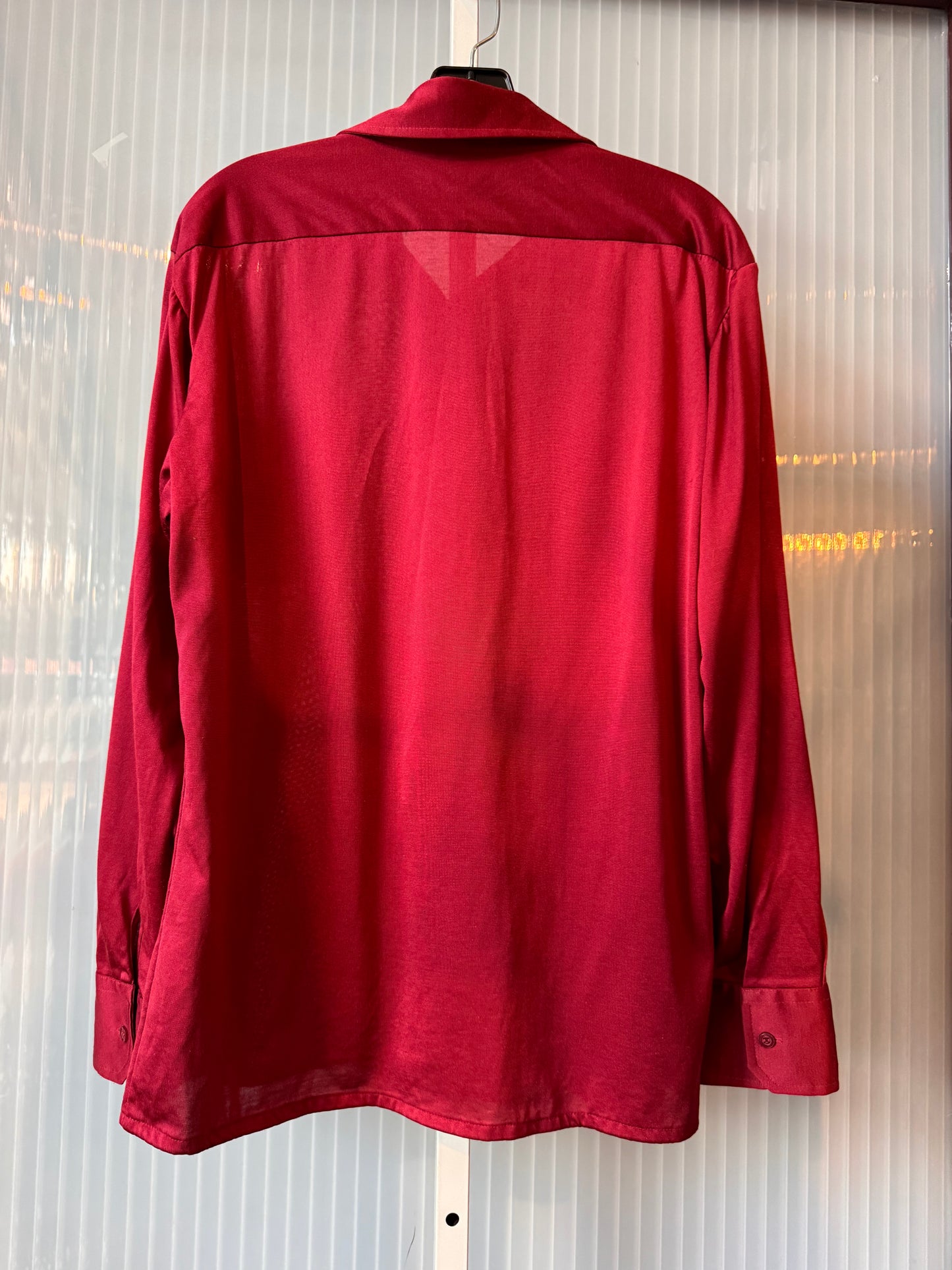 1970s Red Point-collar Button-up Shirt