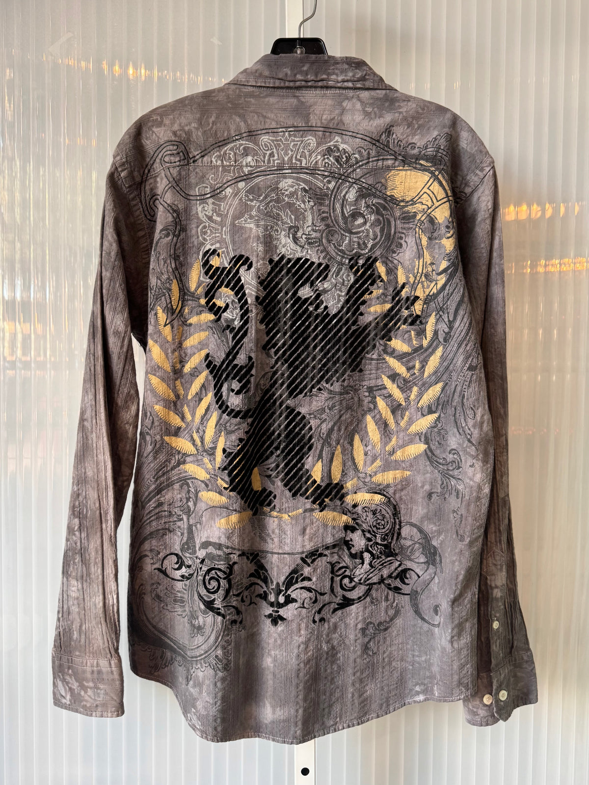 Y2K Grunge Gray Button-Up Shirt