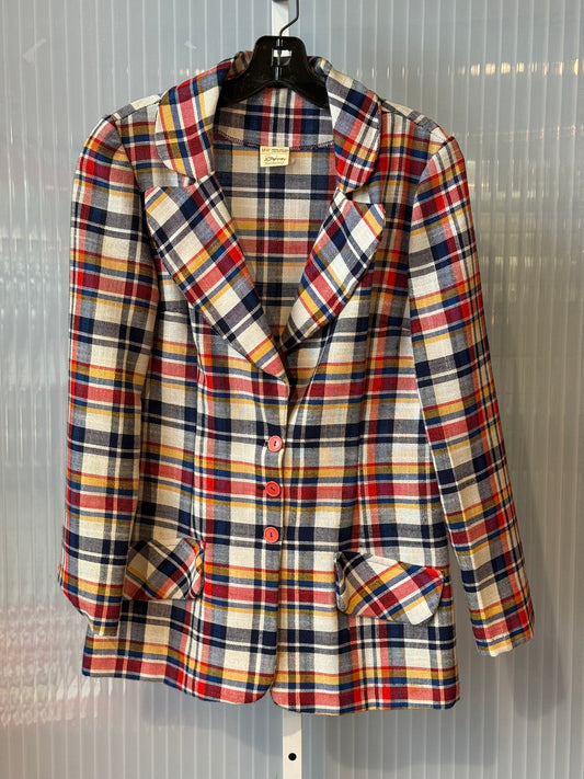 1970s Primary Color Plaid Blazer
