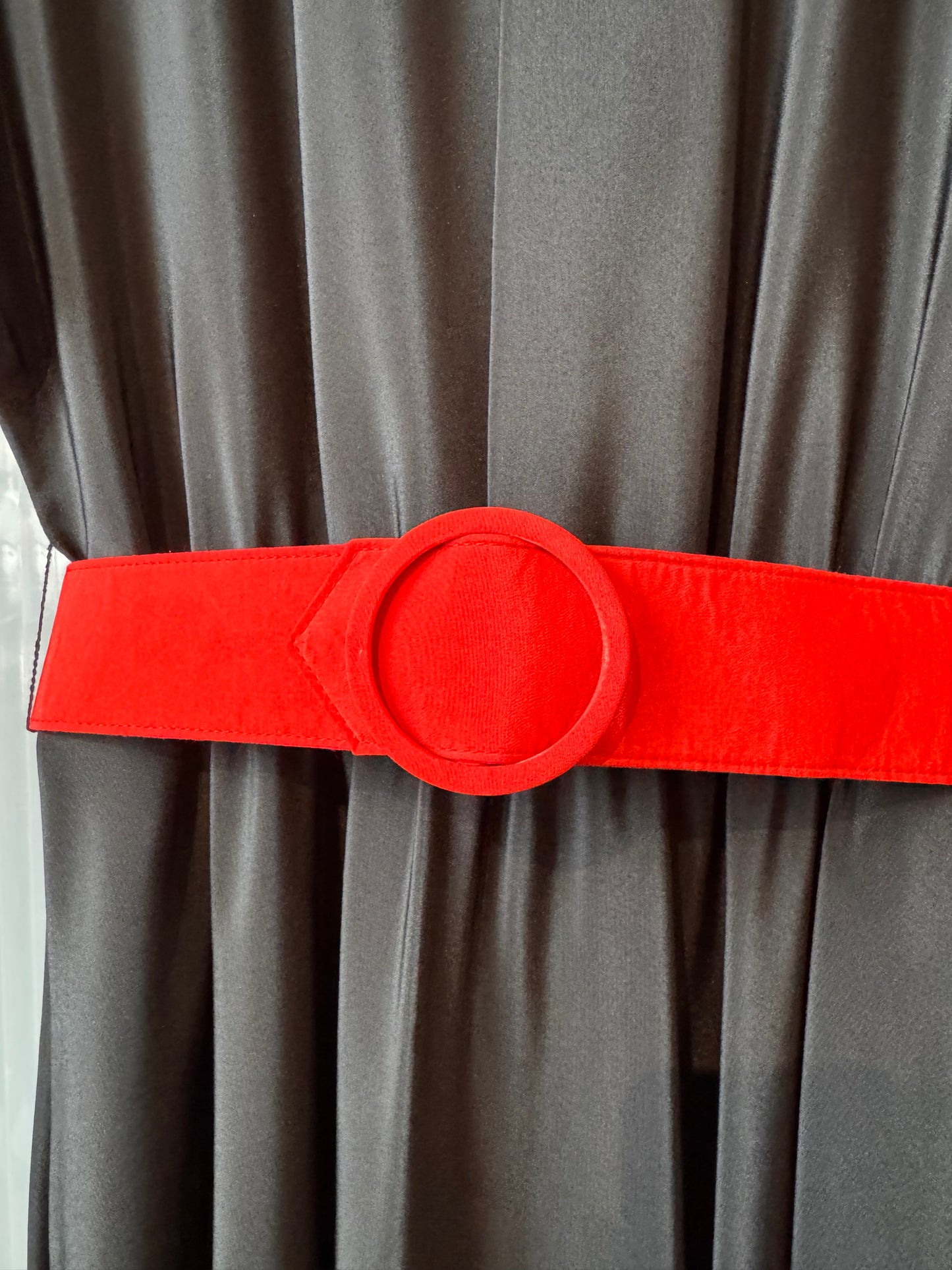 1980s Black with Red Mandarin Neck Dress