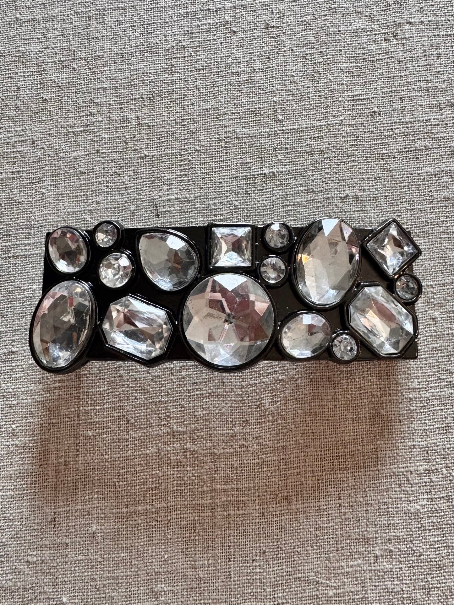 Y2k Black and Transparent Rhinestone Belt Buckle