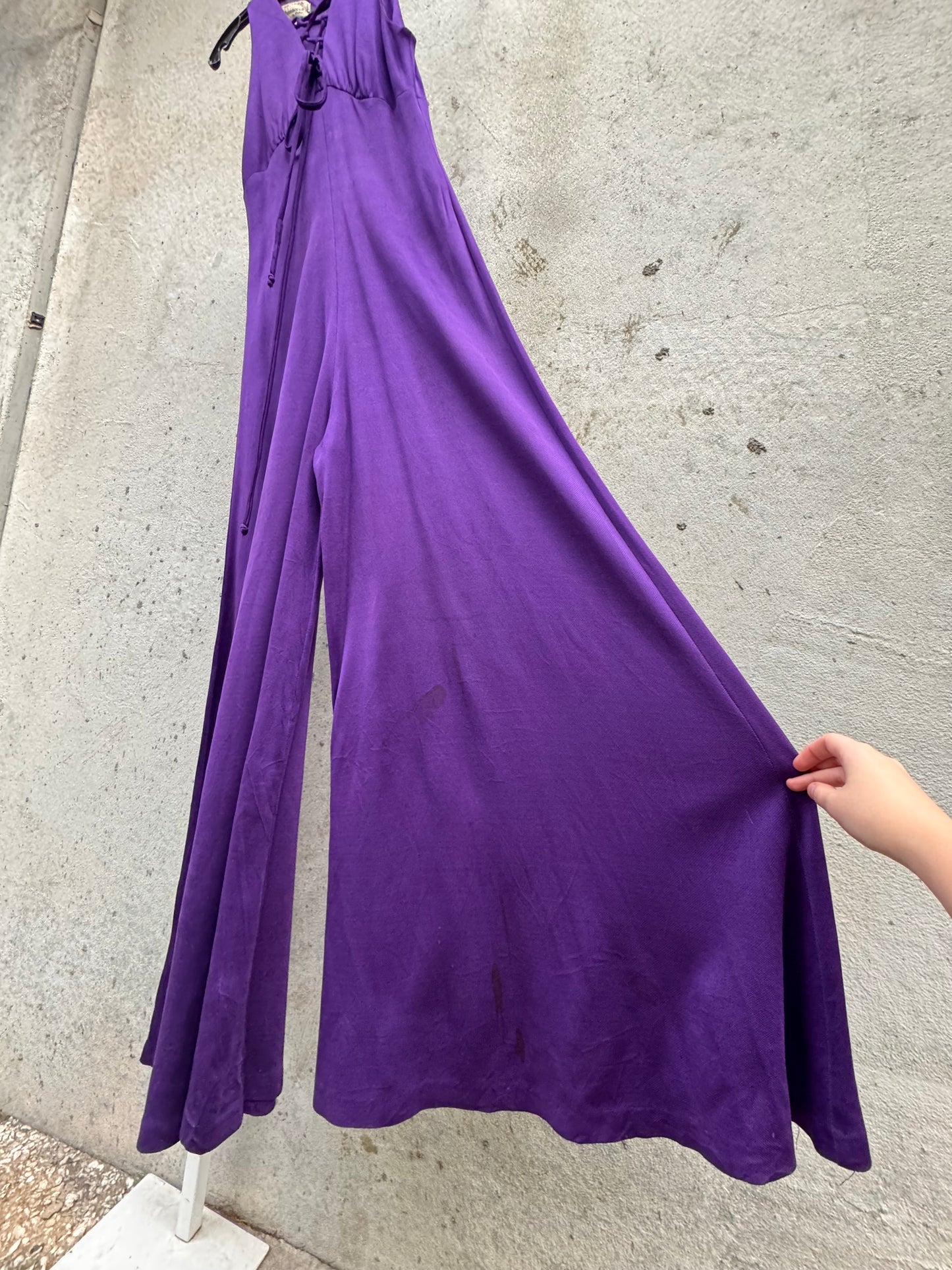 1970s Purple Flare-Leg Disco Romper