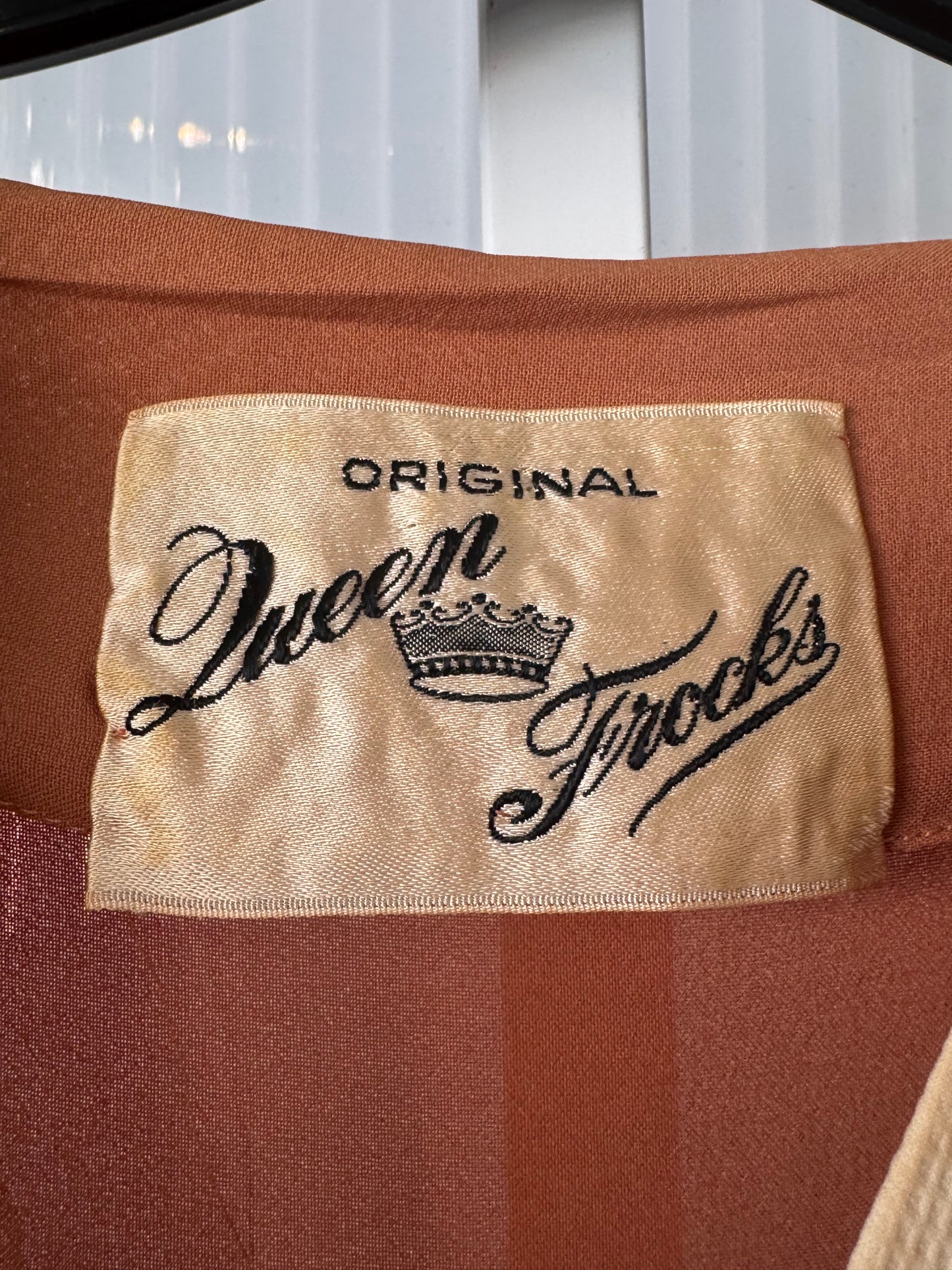 1940s Orange-Brown & Cream Dress