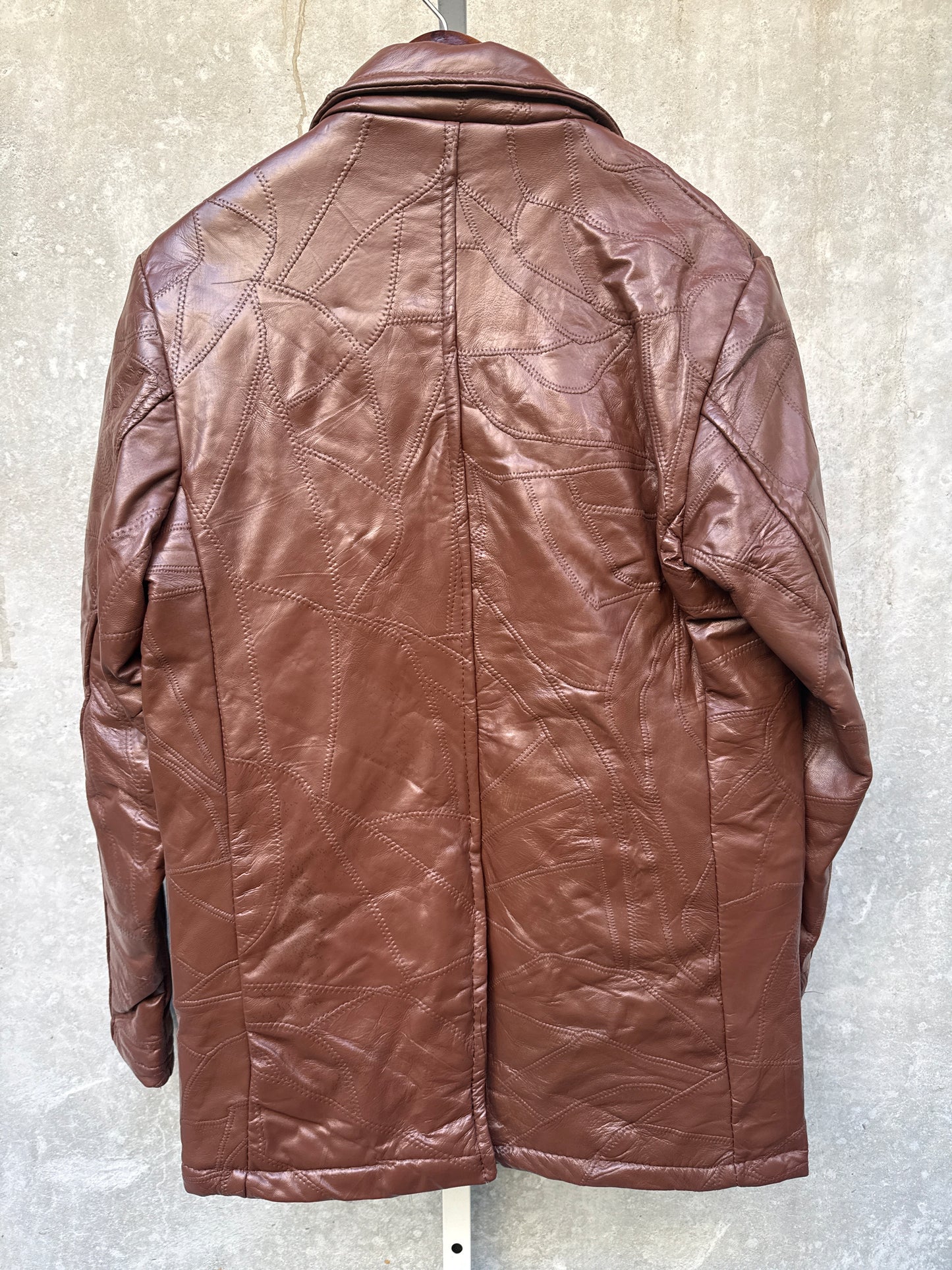 1980s Brown Overstitched Leather Jacket