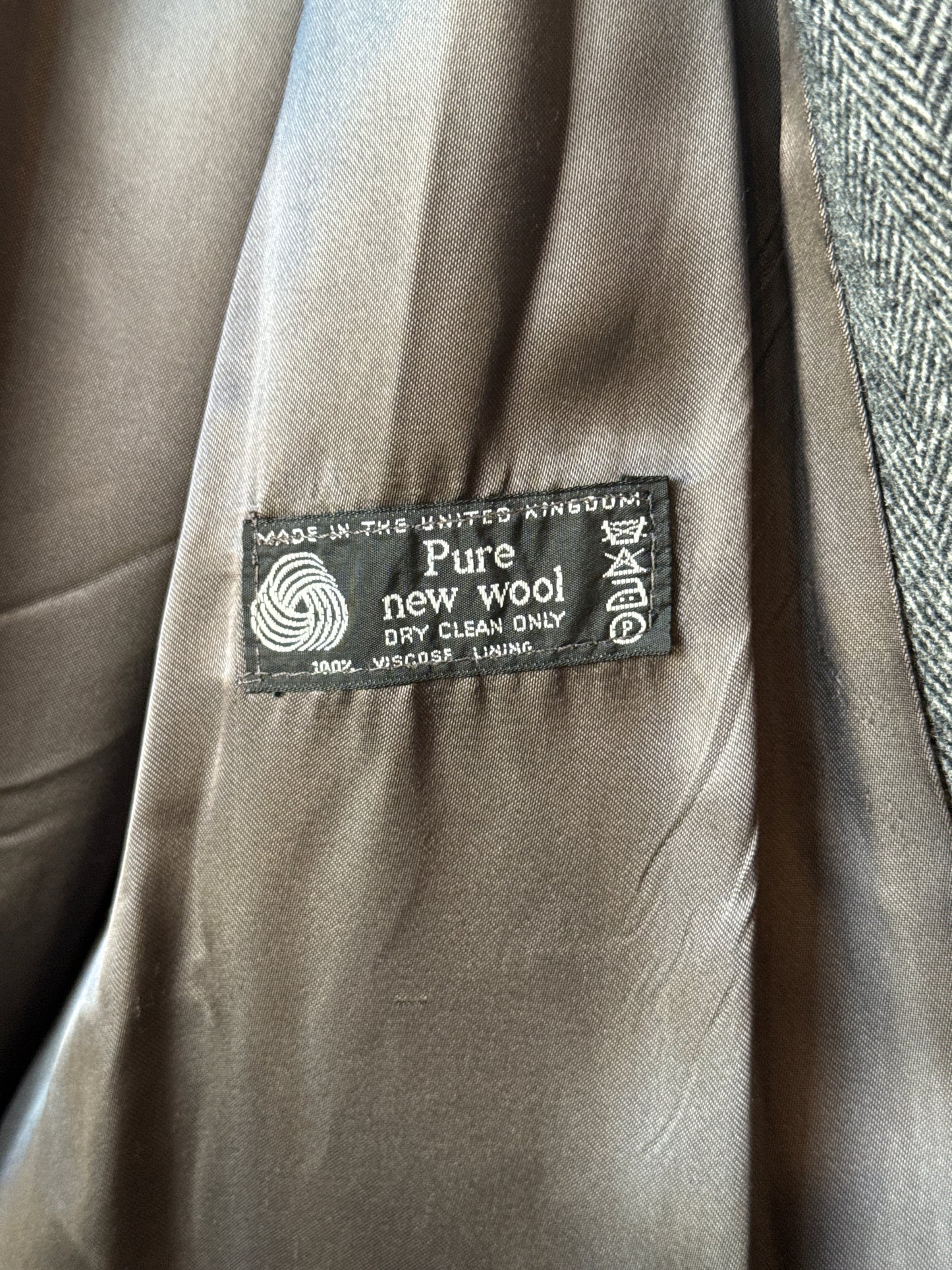 British Wool Grey Herringbone Over coat